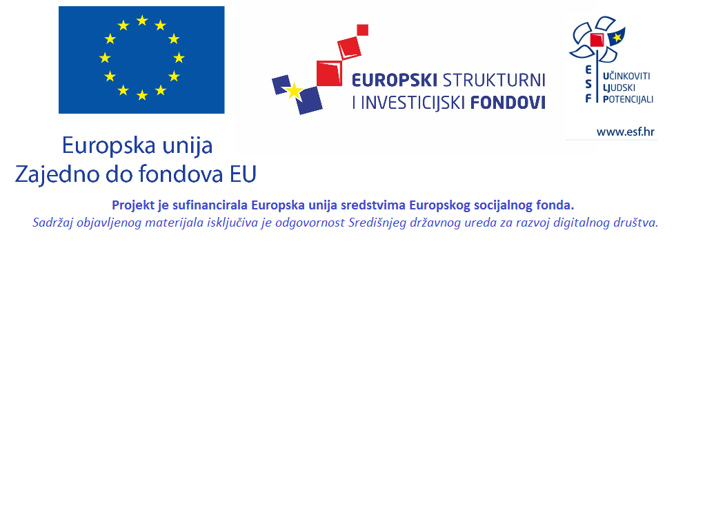 Logo Europske unije, Europskih strukturnih i investicijskih fondova te Europskog socijalnog fonda